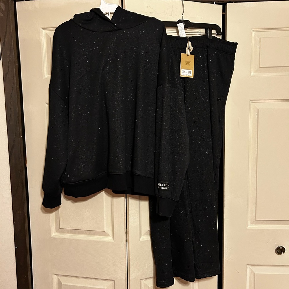 Fabletics Black Glitter Hoodie and Joggers Set